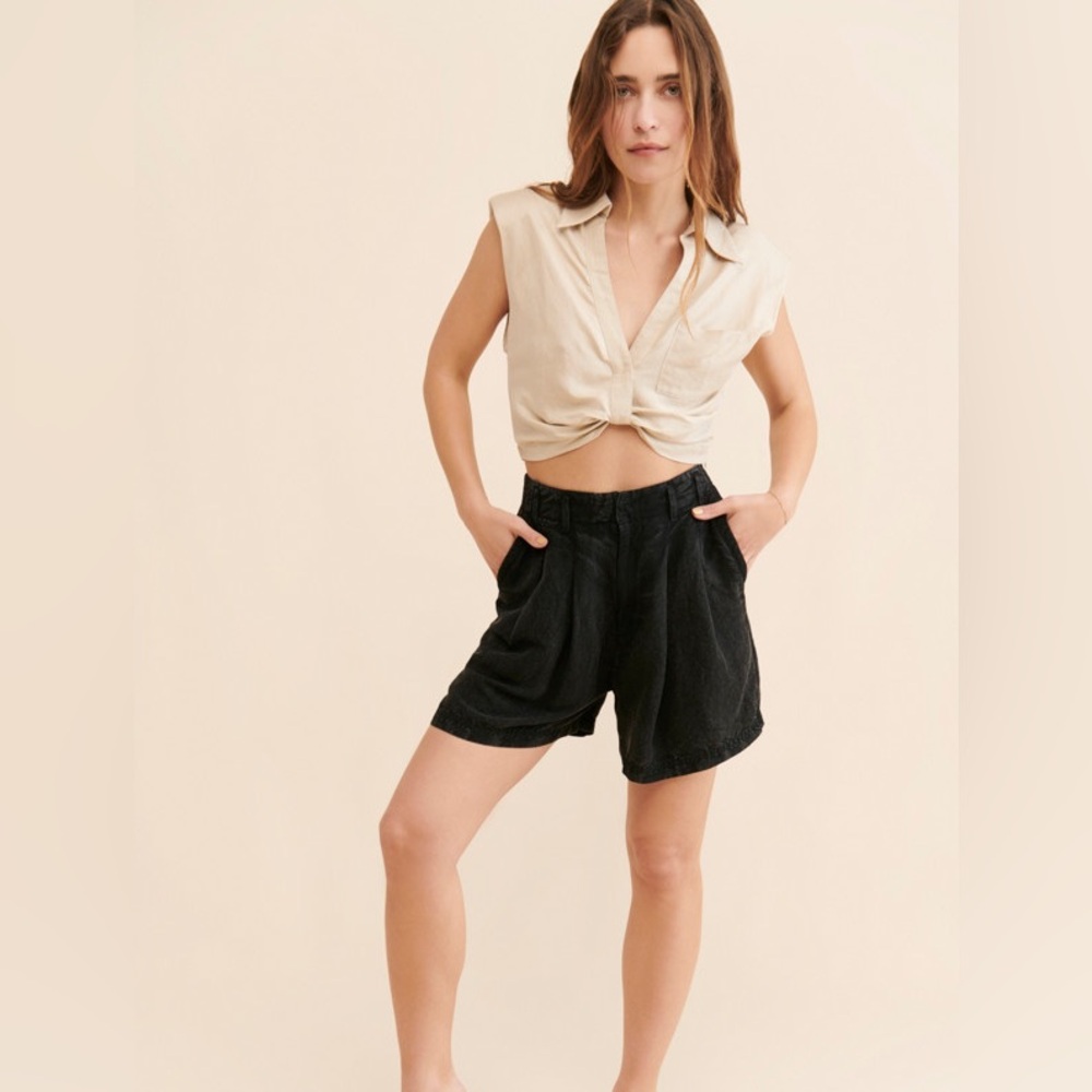 NWT Free People Calla Linen Trouser Shorts - Picture 2 of 13
